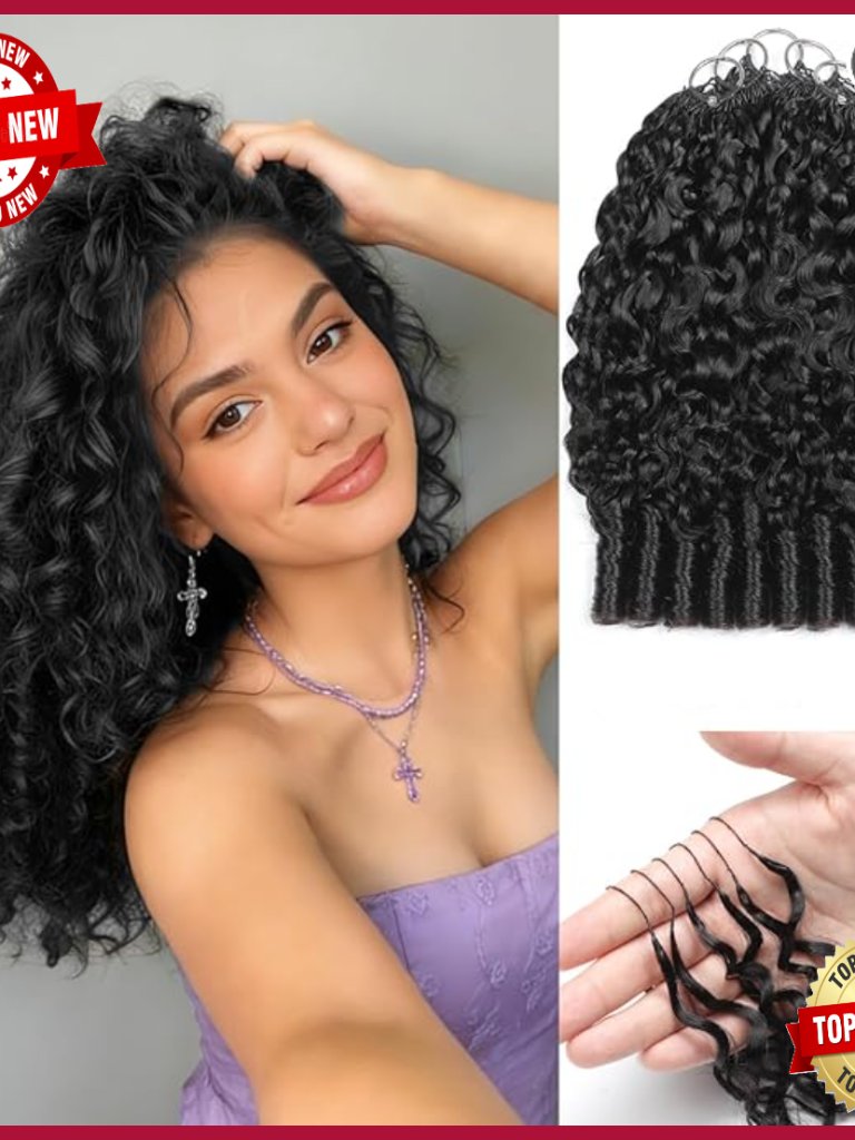 18 Inch Human Hair Extensions, Pre-Separated Curly Crochet Bundles, 125g